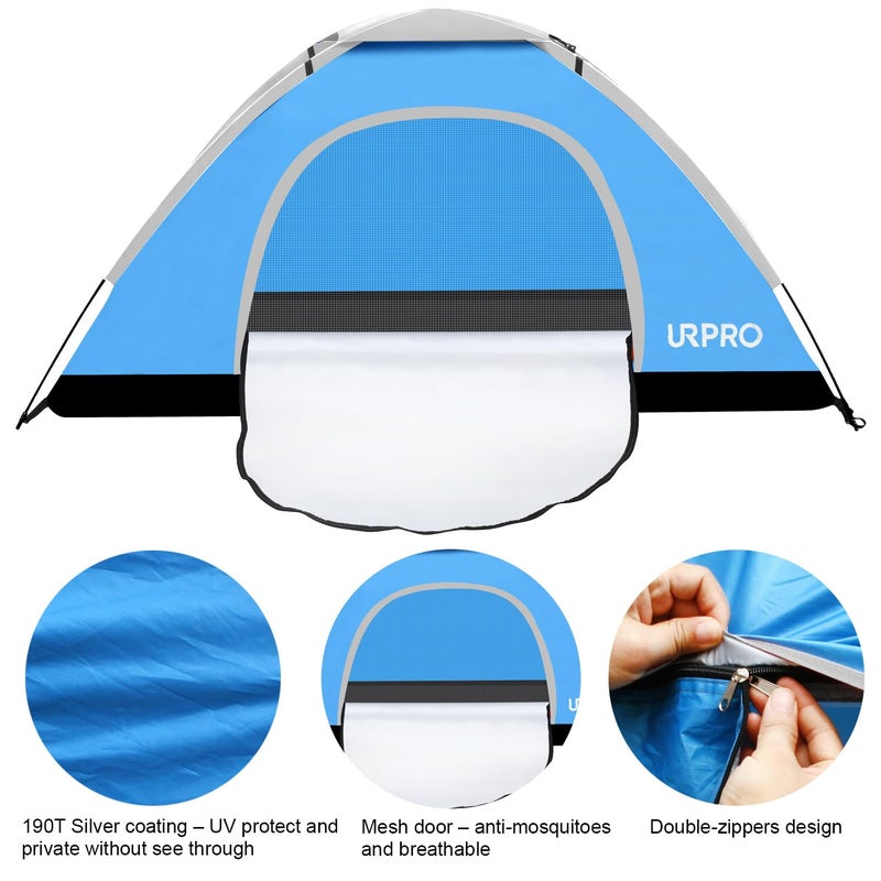 URPRO Portable Camping Tent, 2 Person Lightweight Tent,Waterproof Windproof, UV Protection, Perfect for Beach, Outdoor, Traveling,Hiking,Camping, Hunting, Fishing, etc - Image 3
